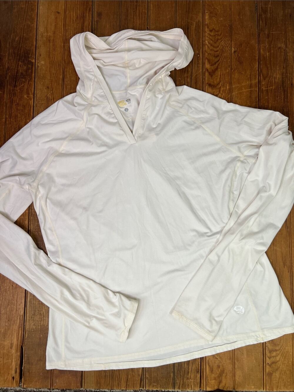 Women’s Mountain Hardwear top Lightweight off White Hooded Long-Sleeve size Xl